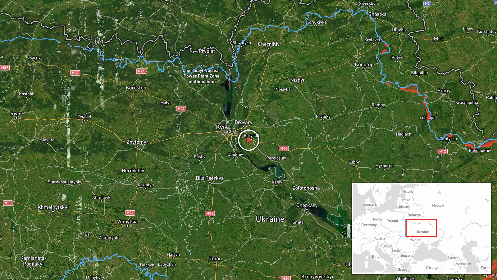 Kyiv Boryspil Airport, Kyiv Oblast, Ukraine — Airstrike location map
