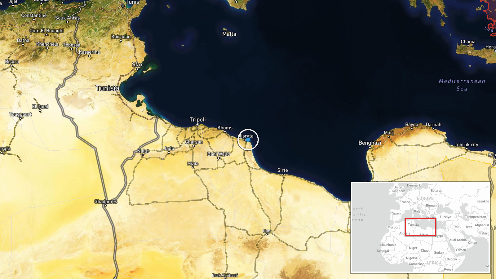 Mediterranean Sea off Libya coast — Naval location map
