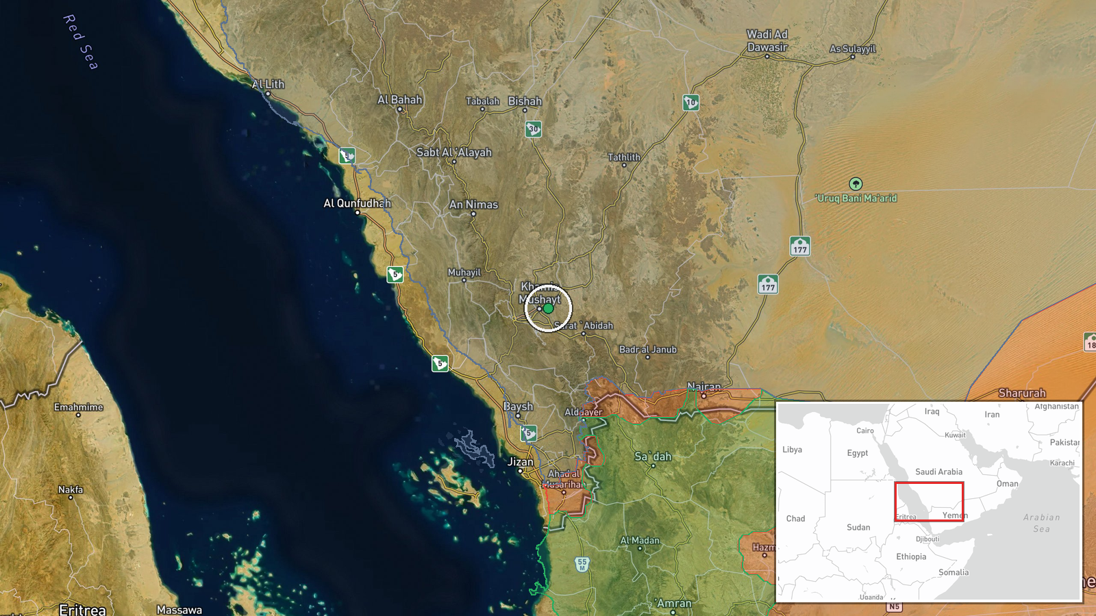 King Khalid Air Base, Kharj, Riyadh Region, Saudi Arabia — Ballistic Missile location map