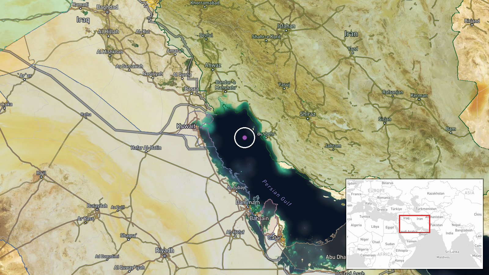 Persian Gulf, near Kharg Island, Iran — Cargo Ship location map