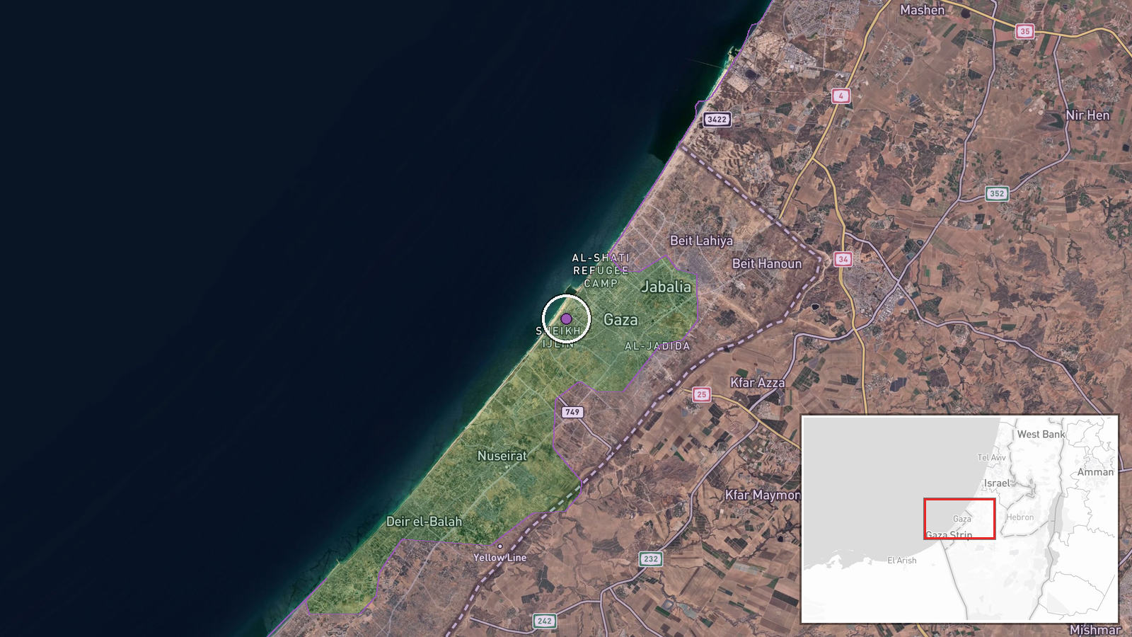 Sheikh Ijlin, Gaza City, Gaza — Airstrike location map