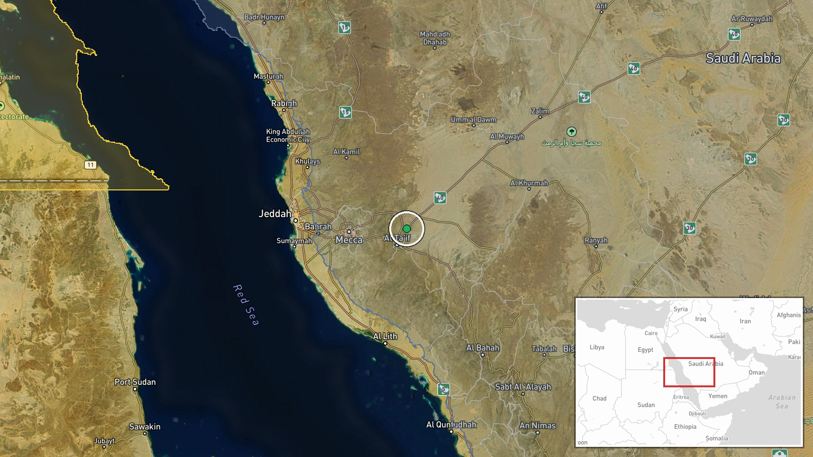 King Fahd Air Base, Taif, Saudi Arabia — Ballistic Missile location map