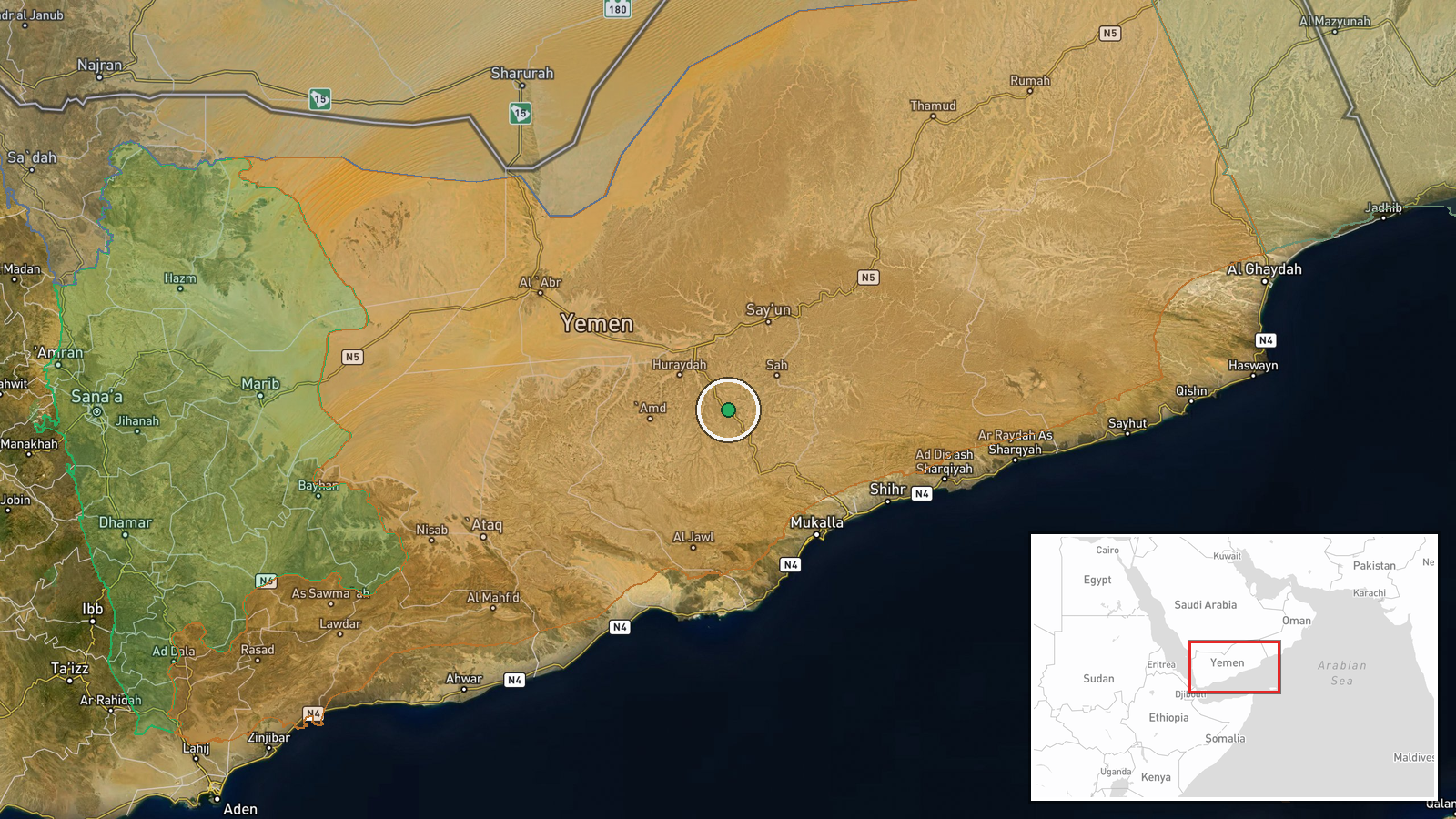 Western Coast, Yemen — Security location map