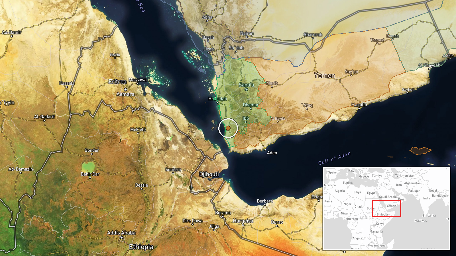 Dhubab, Al Hudaydah Governorate, Yemen — Airstrike location map