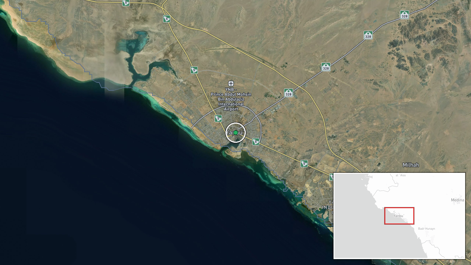 Yanbu Al Bahr, Saudi Arabia — UAS Strike location map