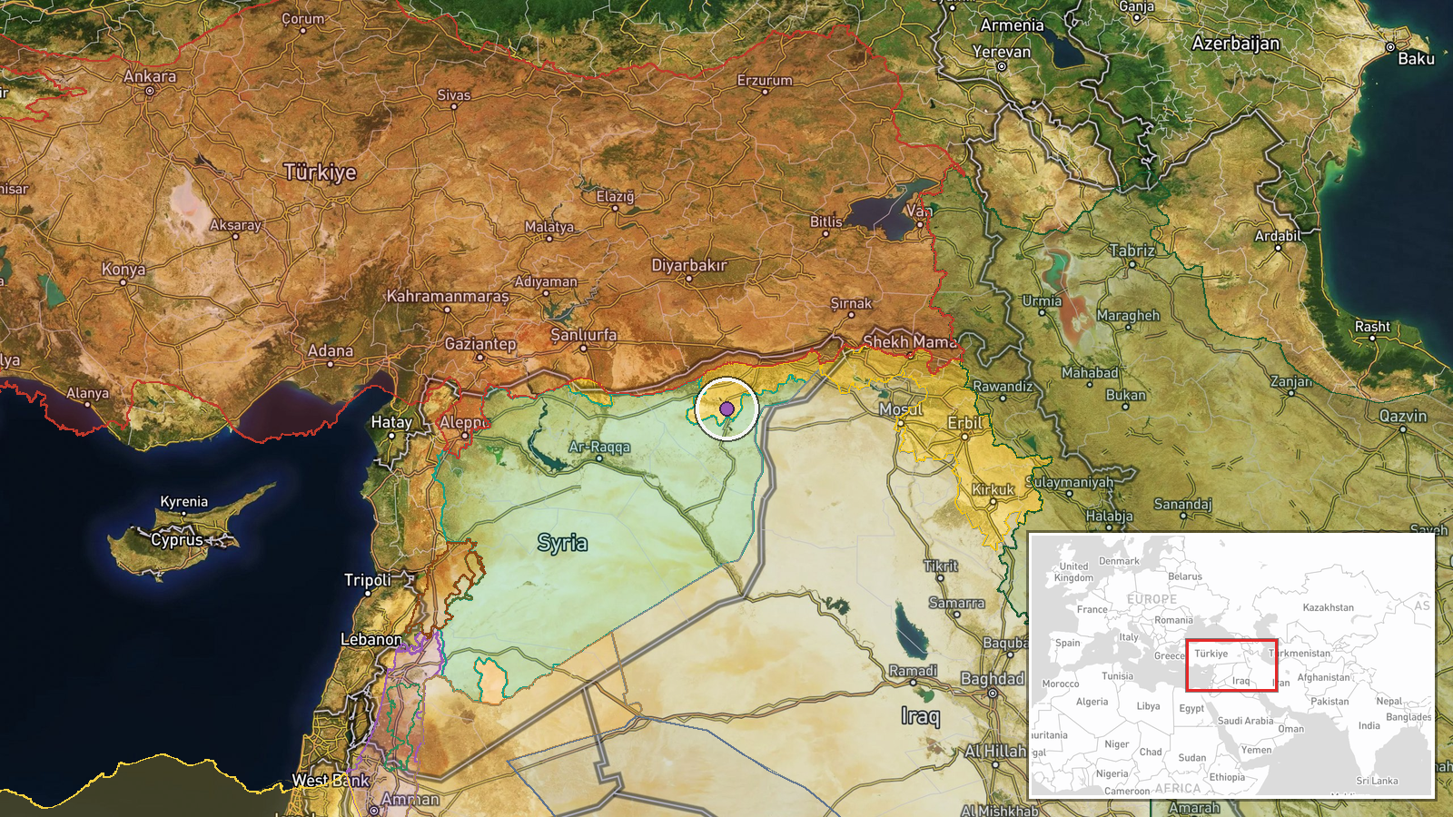 Hasaka, Hasakah Governorate, Syria — Airstrike location map
