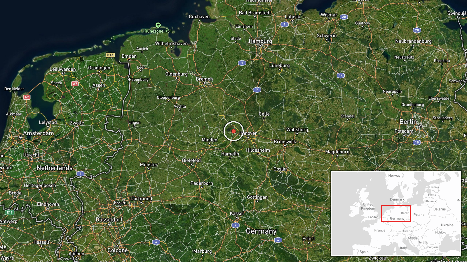 Wunstorf, Lower Saxony, Germany — Drone Shootdown location map