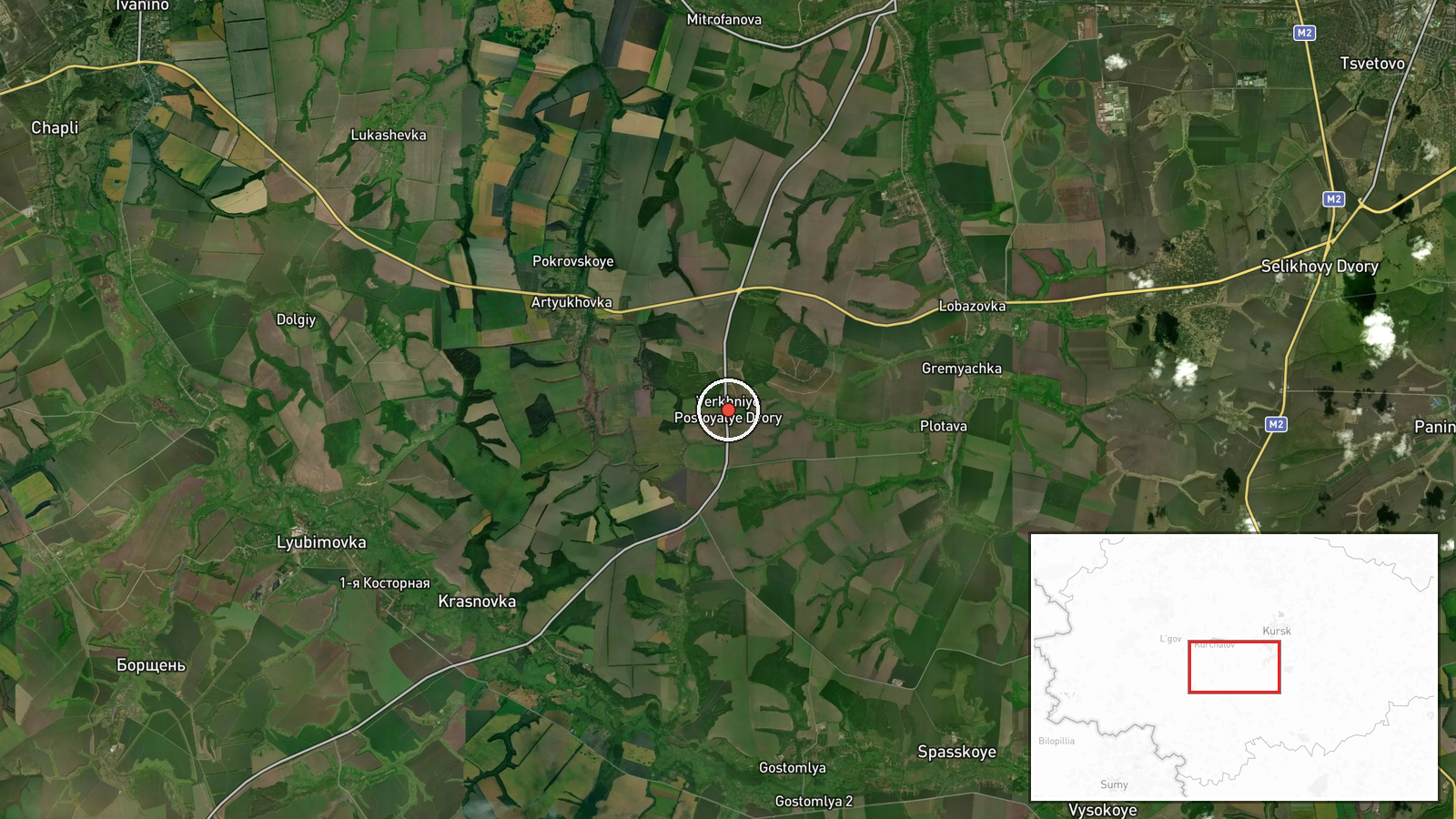 Kursk Oblast, Russia (border area near Sumy) — Combat location map