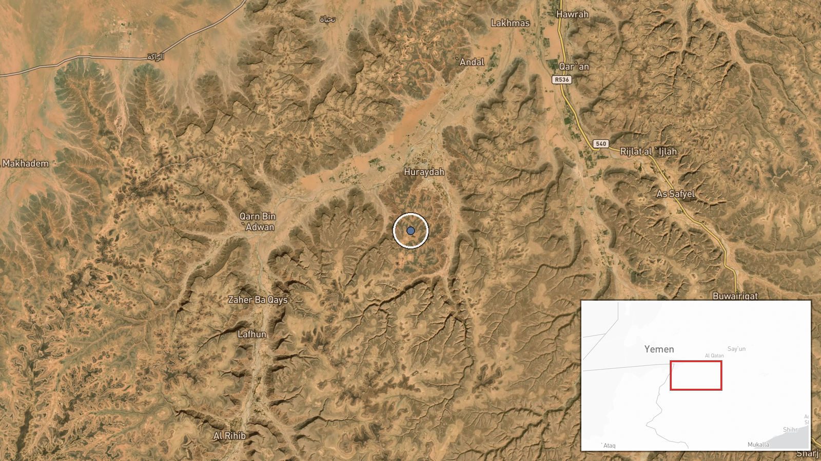 Yemen (Saudi-backed forces operational area) — Combat location map