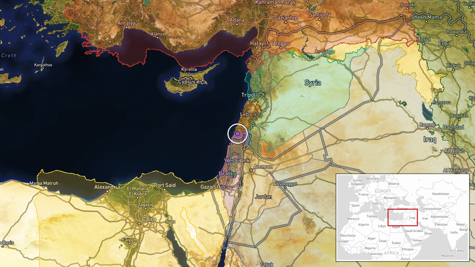 Southern Lebanon Security Zone — Combat location map