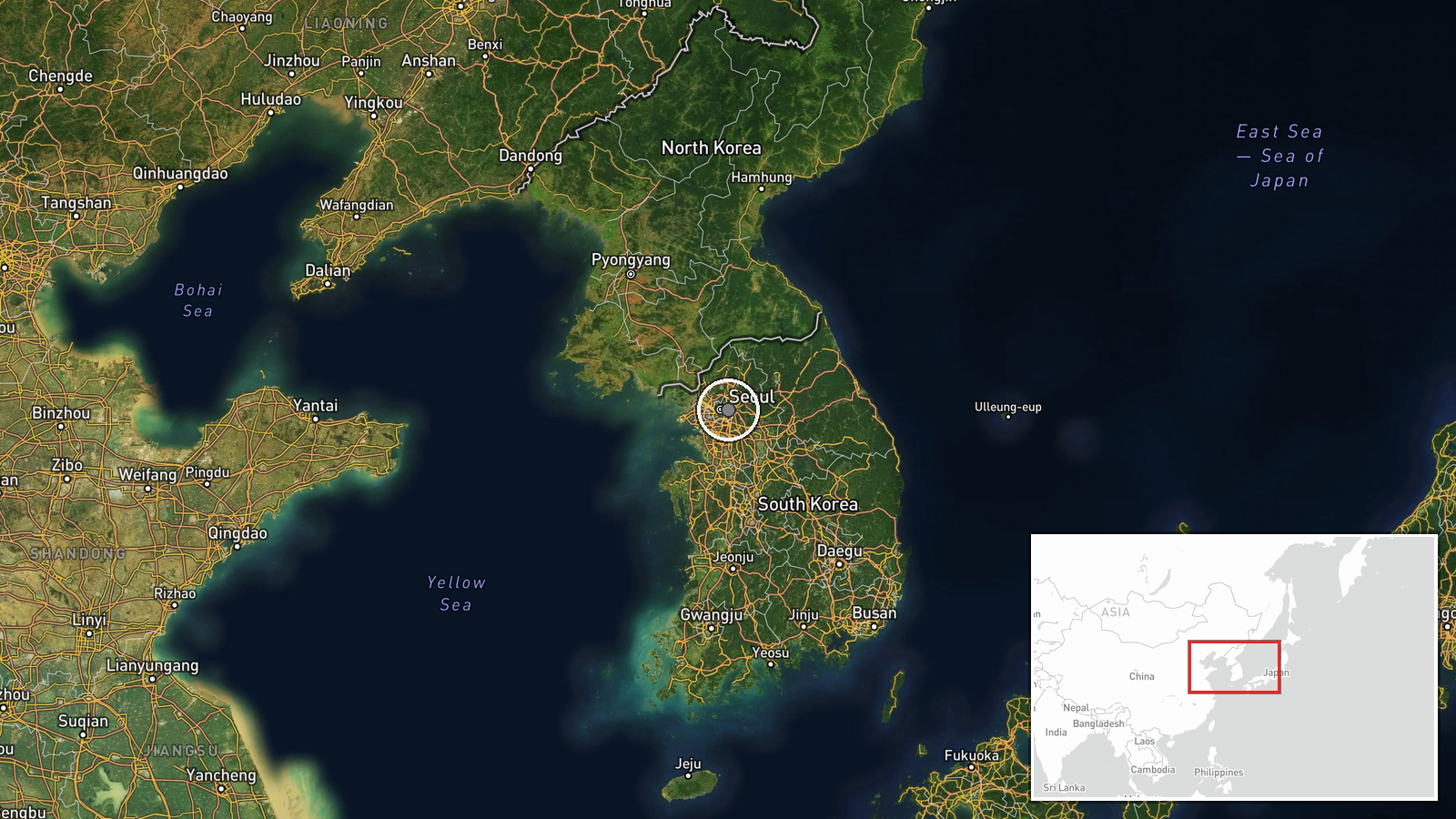 East Sea, North Korea — Ballistic Missile location map