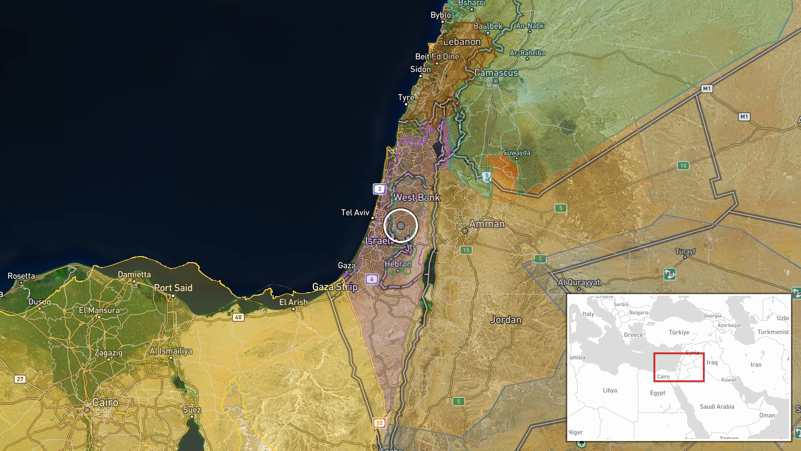 Ganey Checkpoint, Binyamin Region, Samaria, Israel — Security location map