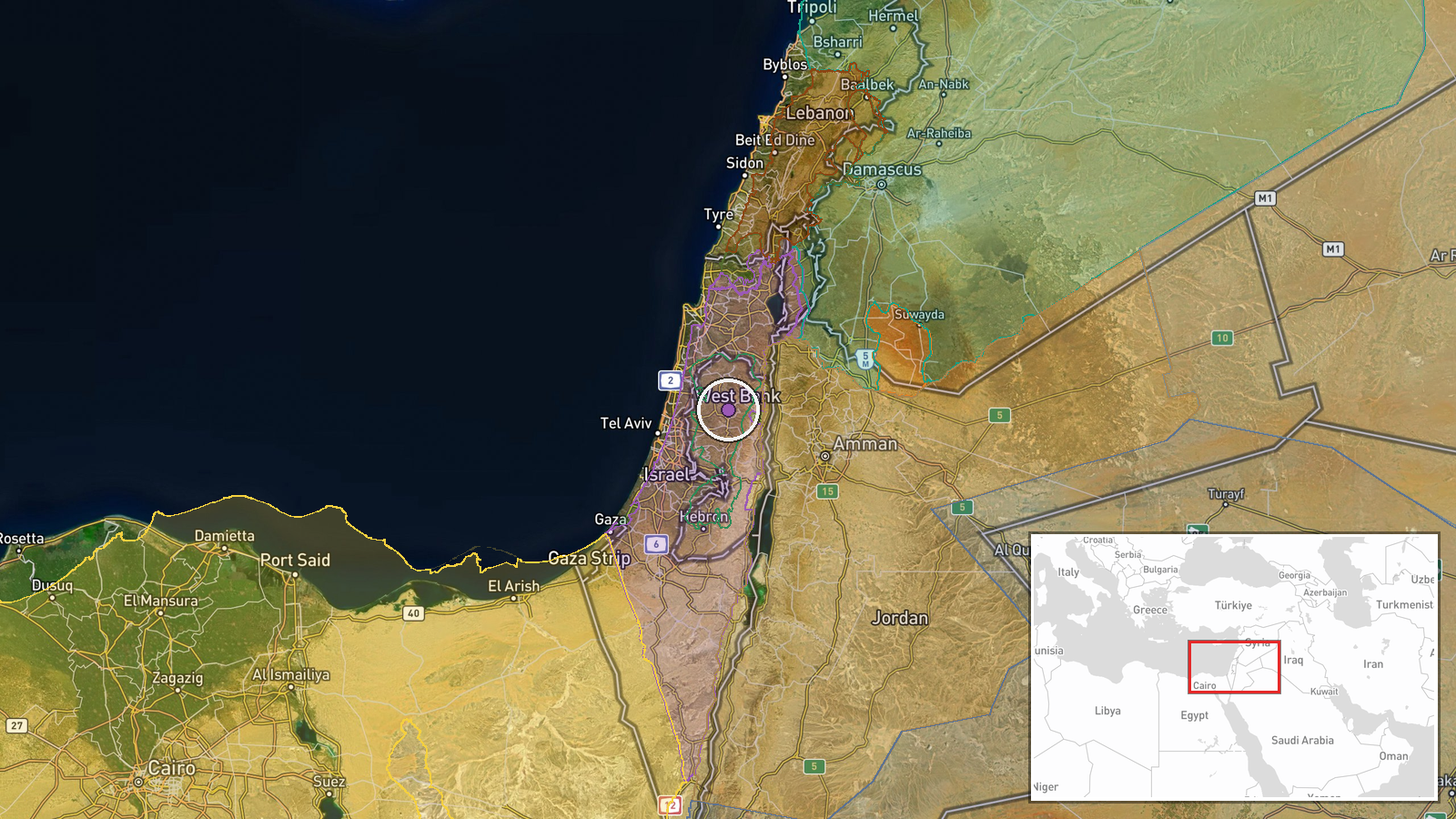 Neveh Tzuf, Binyamin Region, West Bank — Security location map