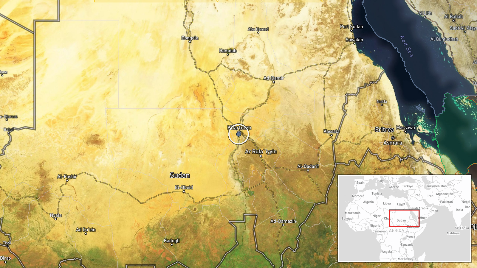 Sudan (Unspecified) — Drone Shootdown location map