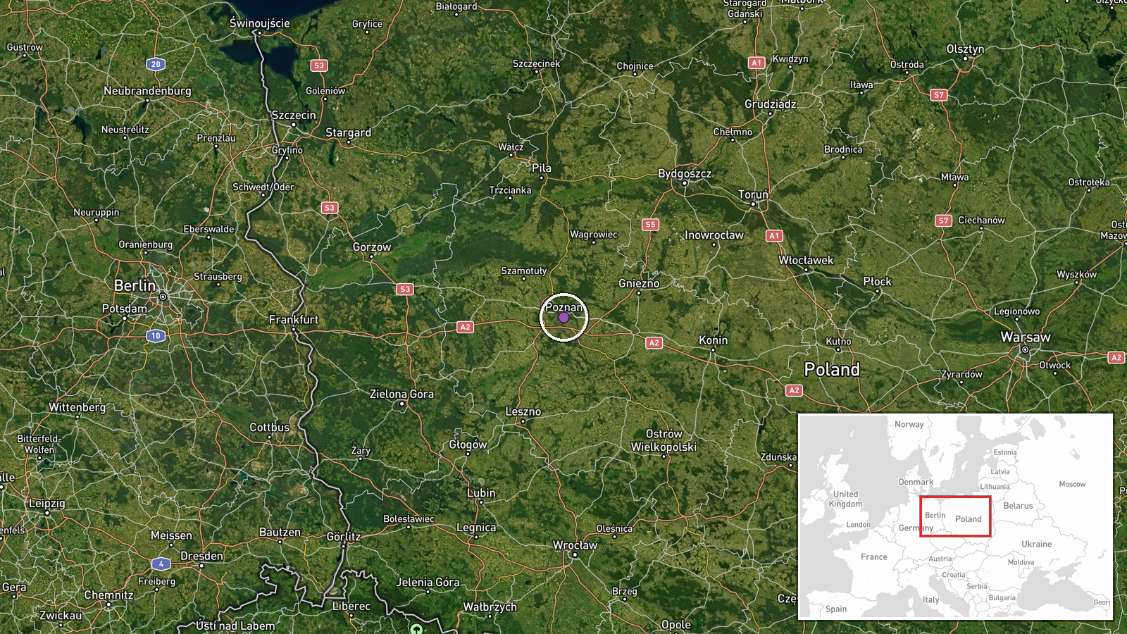 Poznań, Poland or Żagań, Poland — Deployment location map