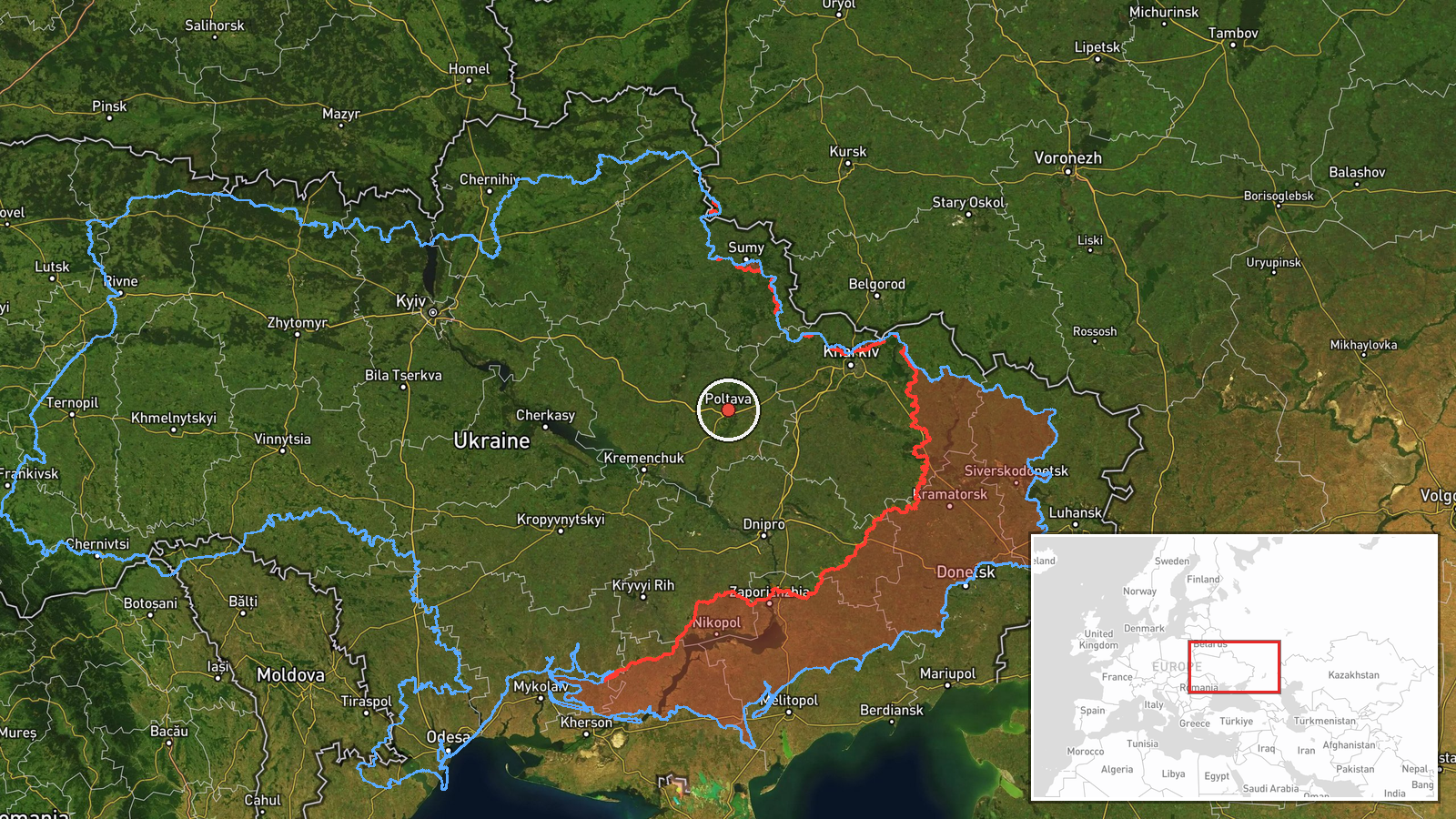 Poltava Region, Ukraine — Ballistic Missile location map