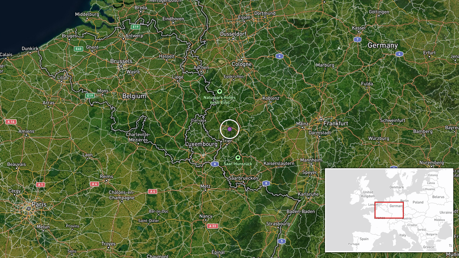 Spangdahlem Air Base, Rhineland-Palatinate, Germany — Aircraft Shootdown location map
