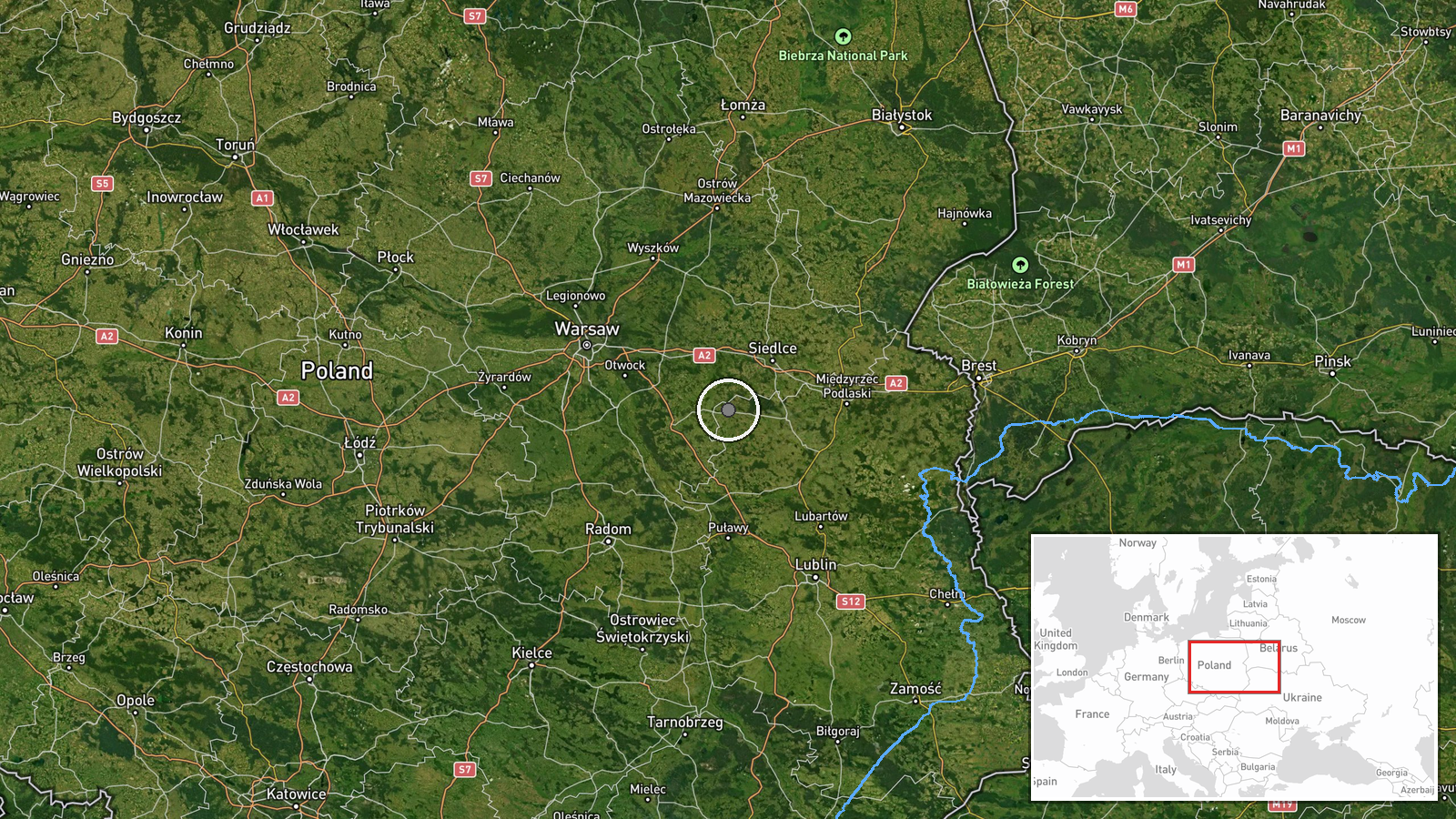 Stoczek Łukowski, Łódzkie Voivodeship, Poland — Report location map