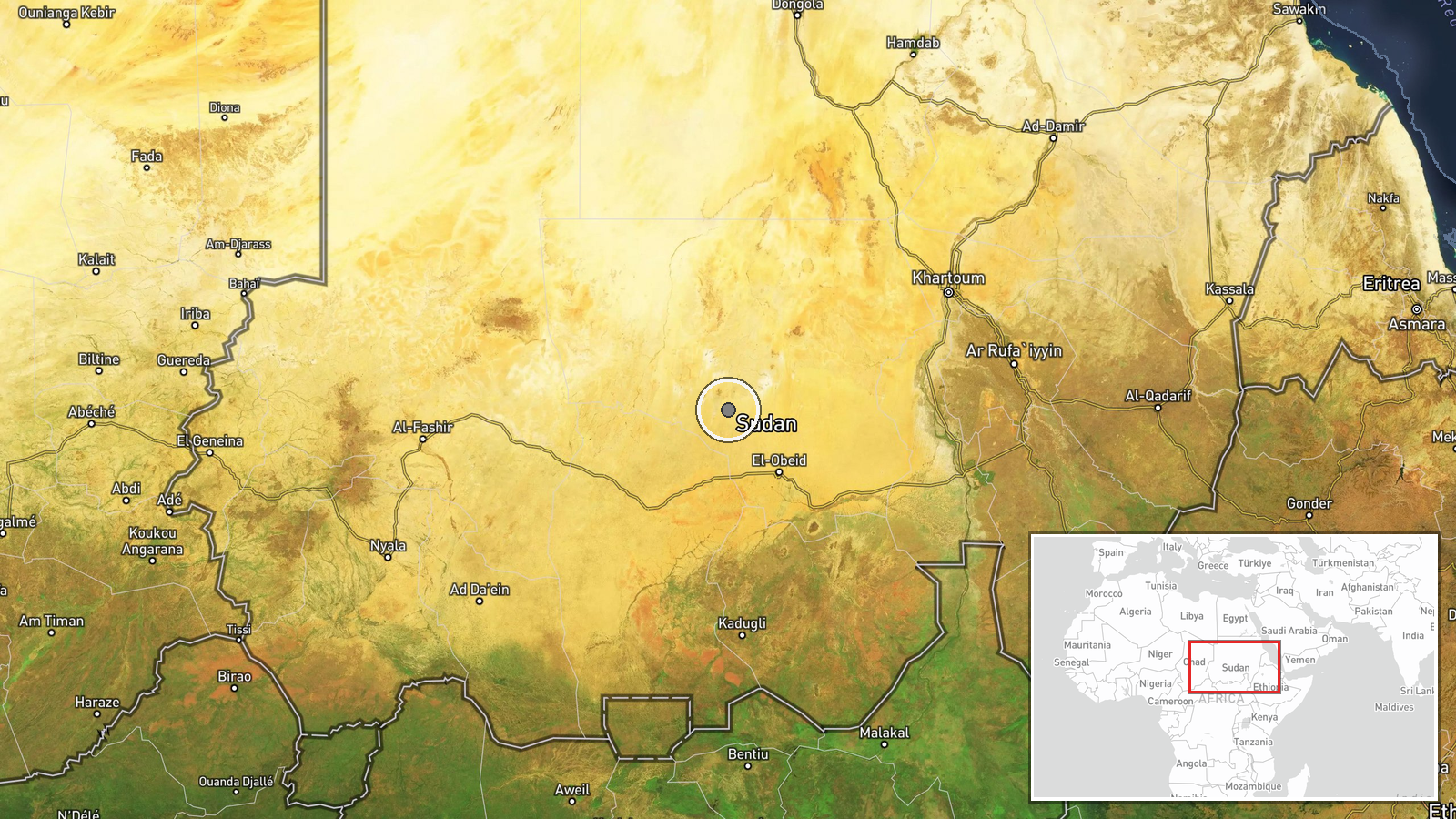 Al-Kokaiti, North Kordofan, Sudan — Drone Shootdown location map