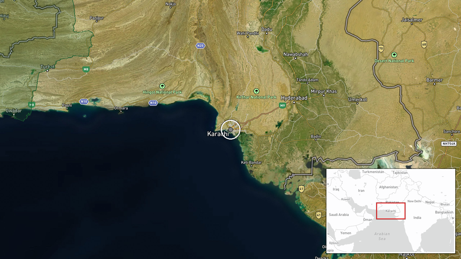 Karachi, Sindh, Pakistan — Military Exercise location map