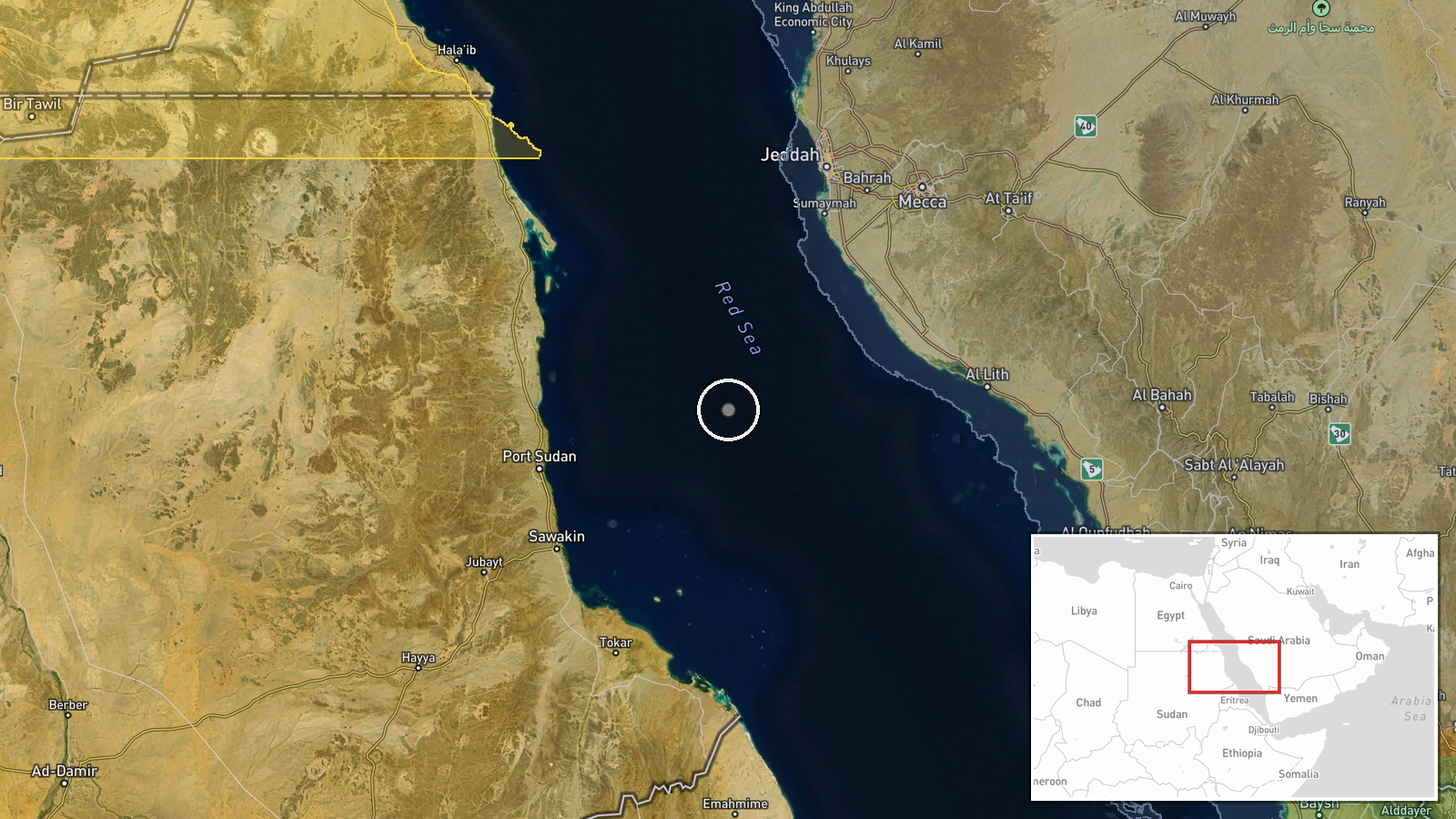 Red Sea, off Shabwa Province, Yemen — Cargo Ship location map