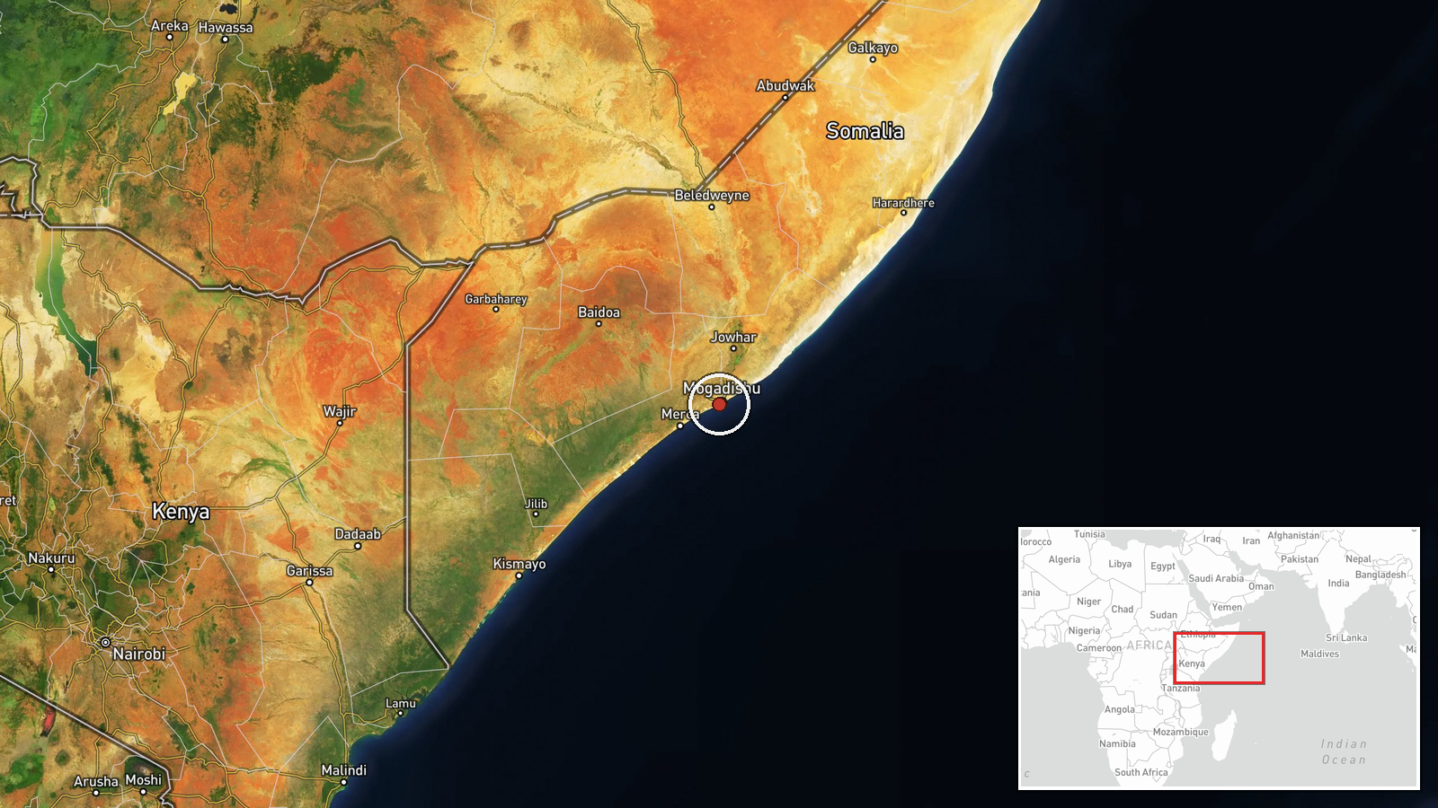 Mogadishu International Airport, Mogadishu, Somalia — Combat Aircraft location map