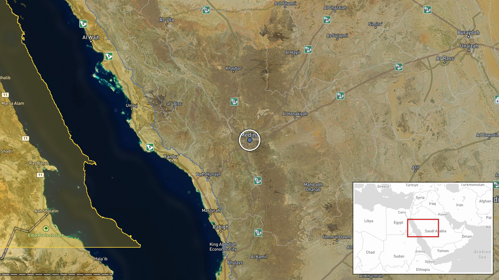 Power Station supplying Masjid al-Nabawi, Medina, Saudi Arabia — Report location map