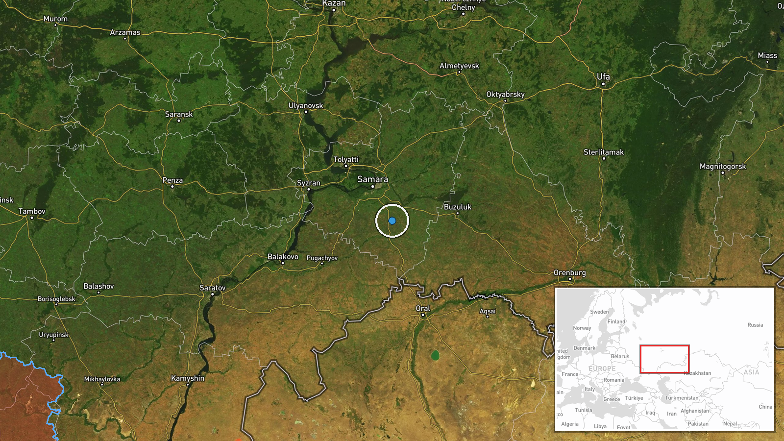 Samara Oblast, Russia — Ballistic Missile location map
