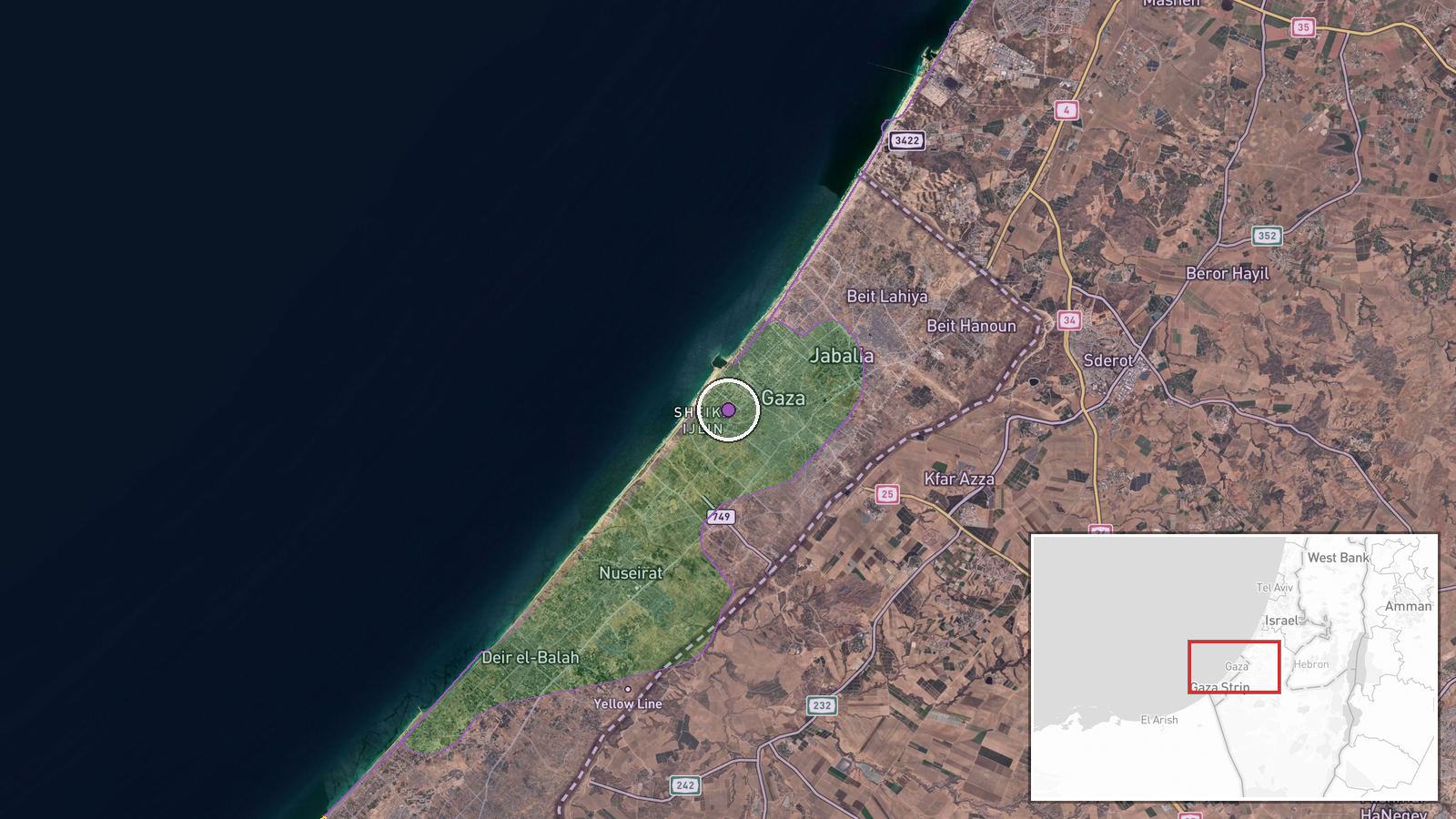 Tel al-Hawa, Gaza City, Gaza — UAS Strike location map