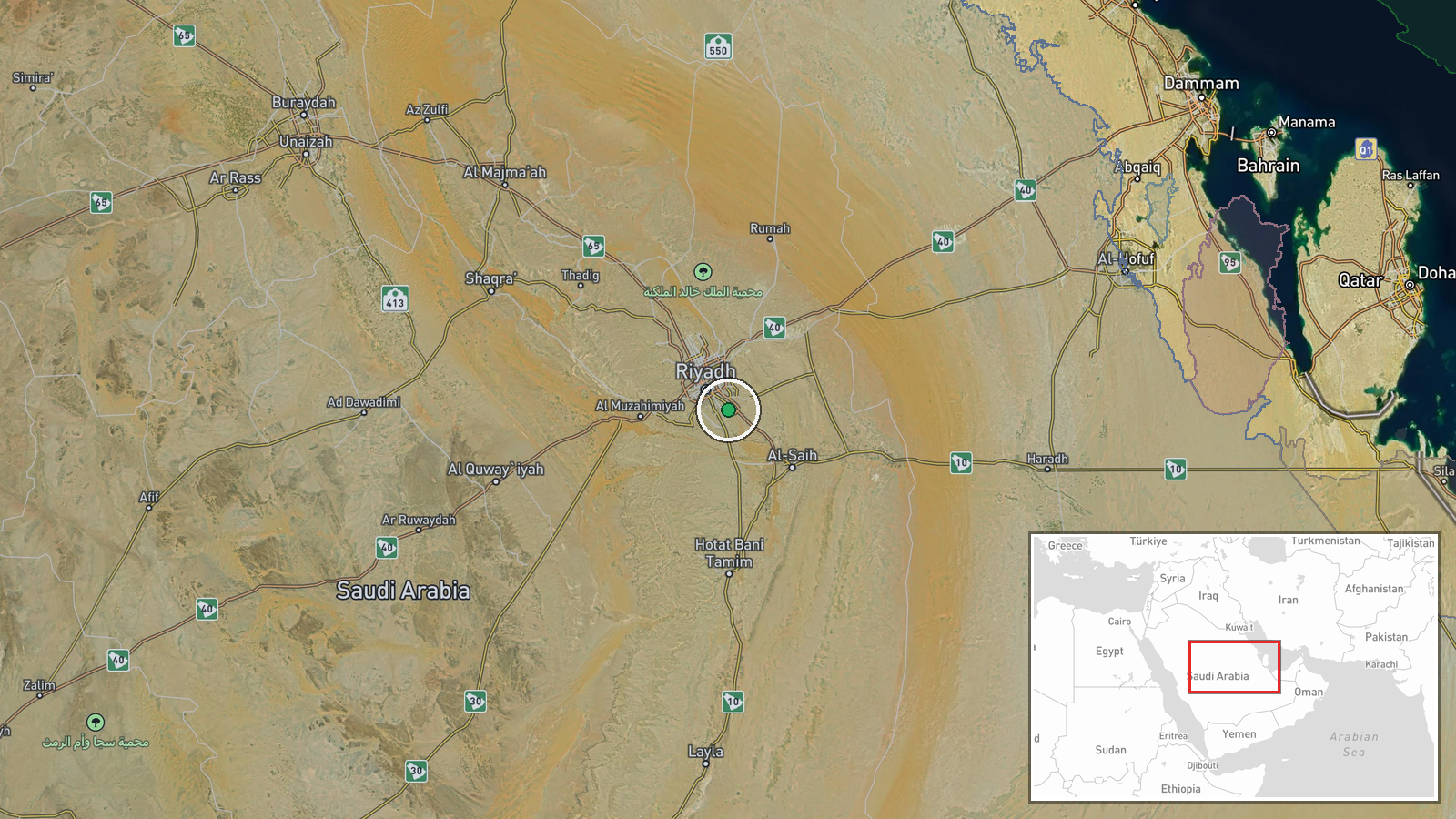 Aramco Oil Refinery, Riyadh, Saudi Arabia — Ballistic Missile location map