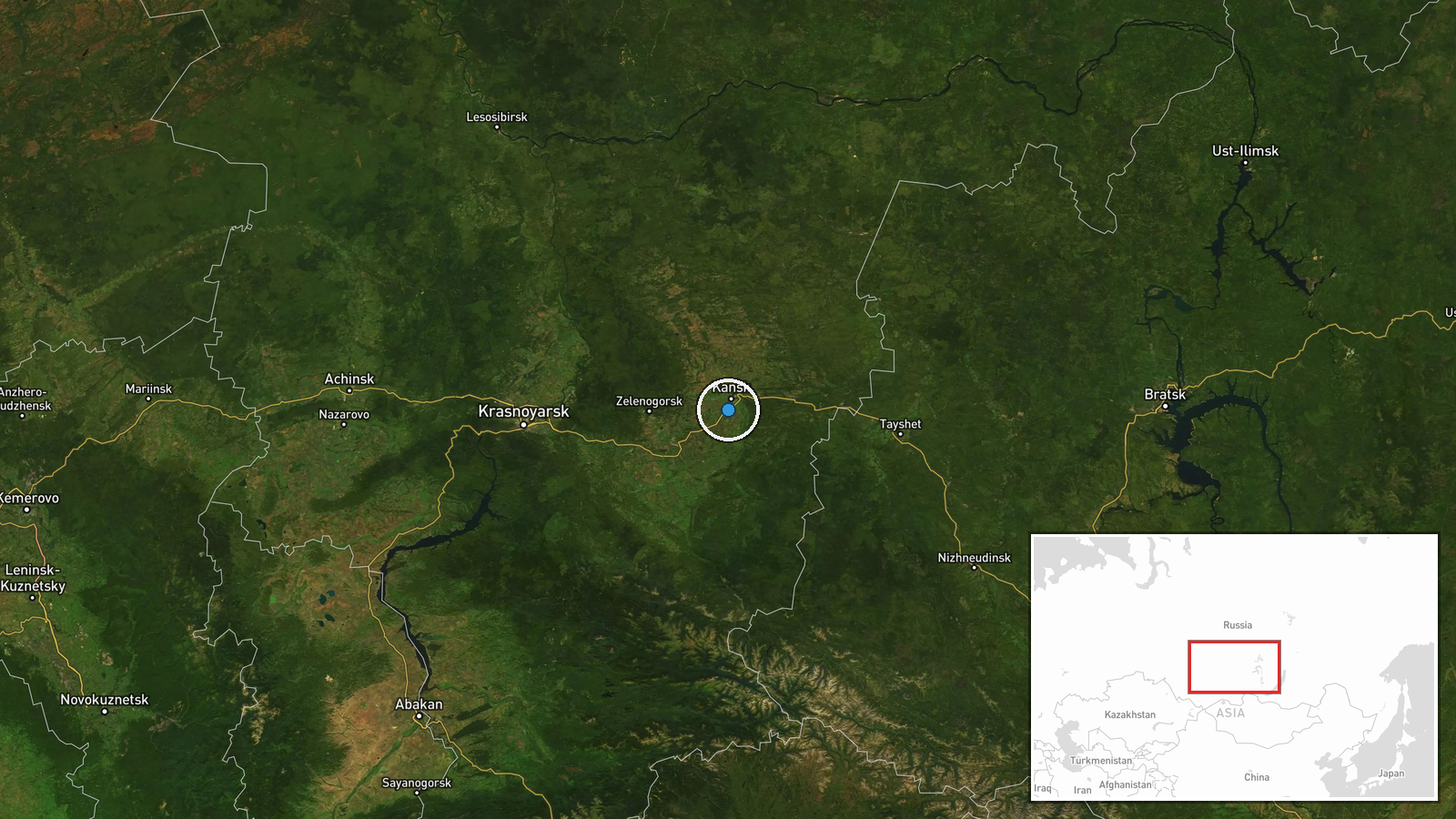 Kansk Air Base, Kansk, Krasnoyarsk Krai, Russia — UAS Strike location map