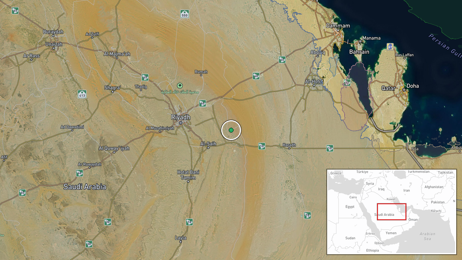 Pumping Station No. 2, East-West Oil Pipeline, Eastern Province, Saudi Arabia — Ballistic Missile location map
