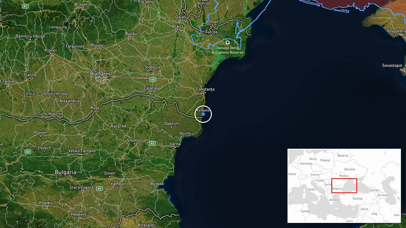 Off Constanța, Romania – Black Sea — UAS Strike location map