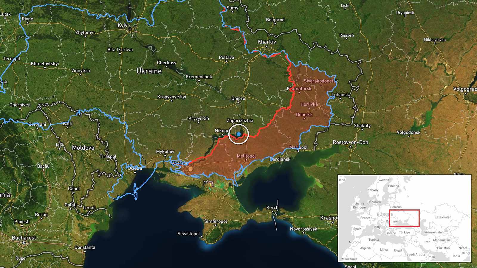 Southern Ukraine Frontline — FPV Drone location map