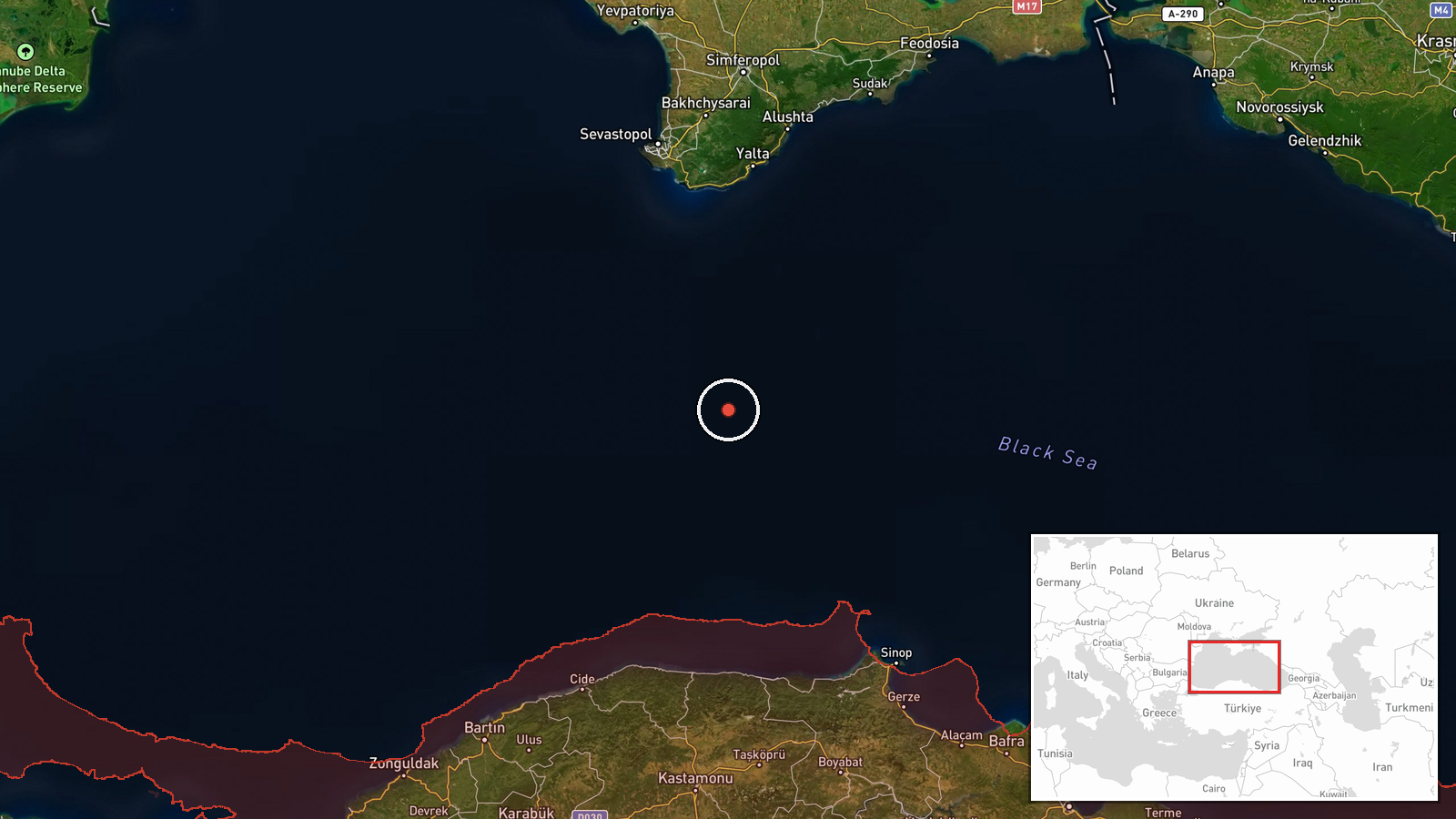 Black Sea, off Trabzon, Turkey — UAS Strike location map