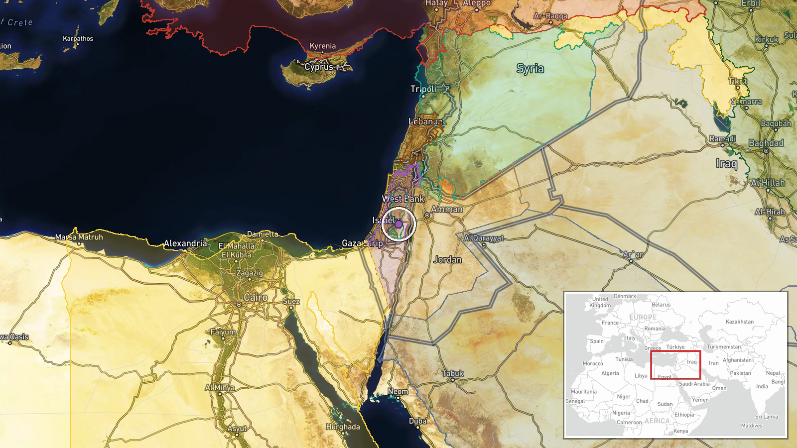East Jerusalem, Palestine — Security location map