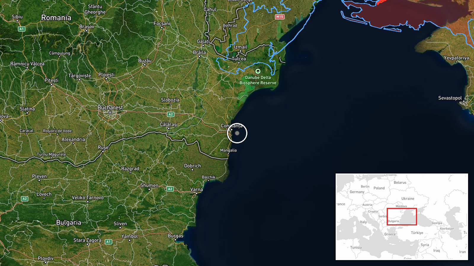 Black Sea, off Constanța, Romania — Cargo Ship location map