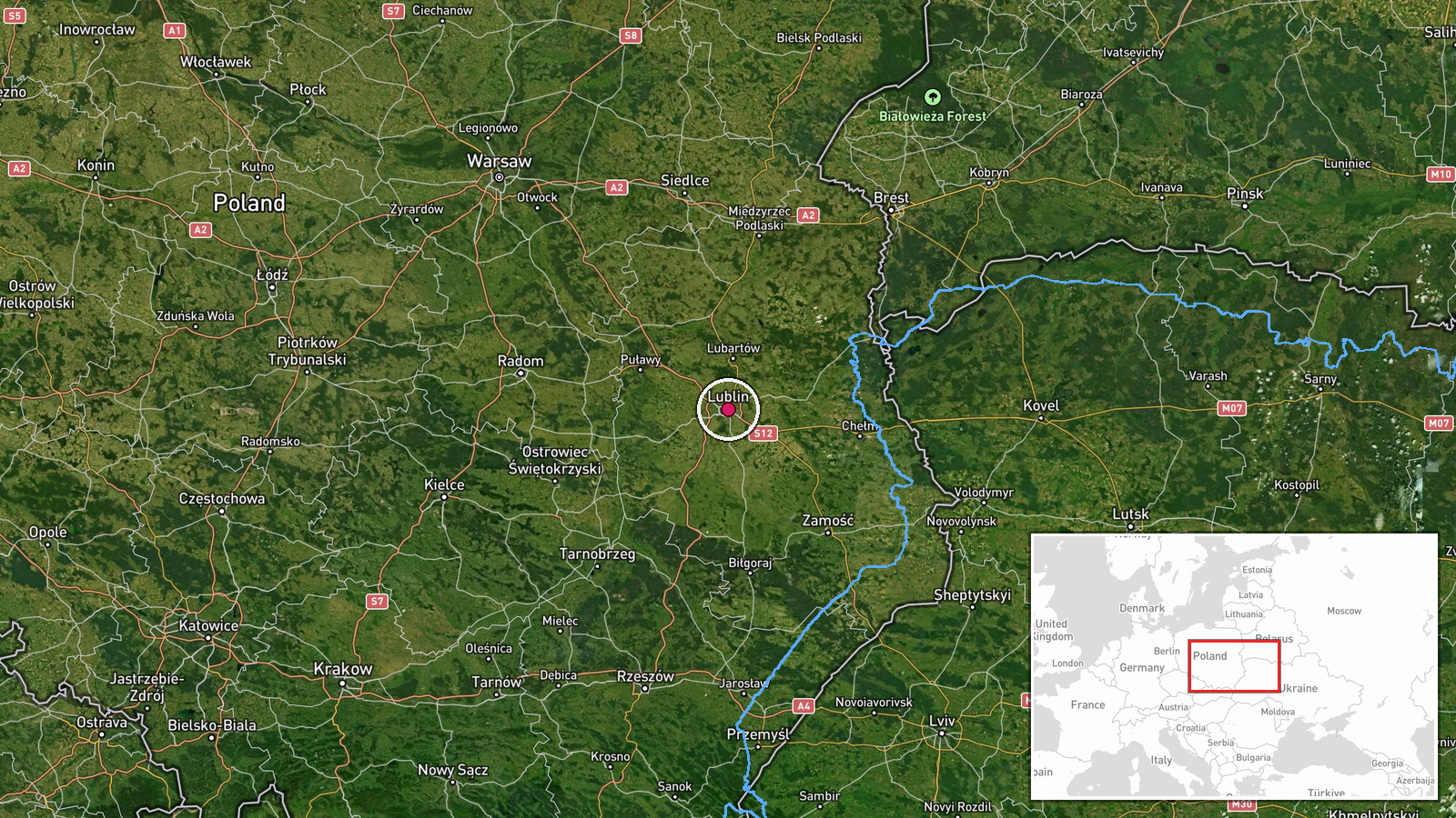 Lublin, Lubelskie, Poland — Airspace Closure location map