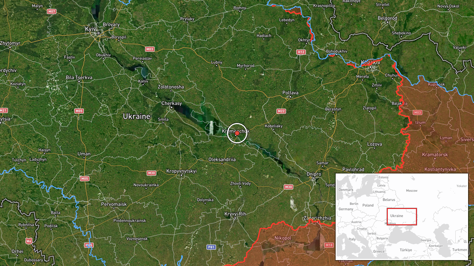 Kremenchuk, Poltava Oblast, Ukraine — Cruise Missile location map