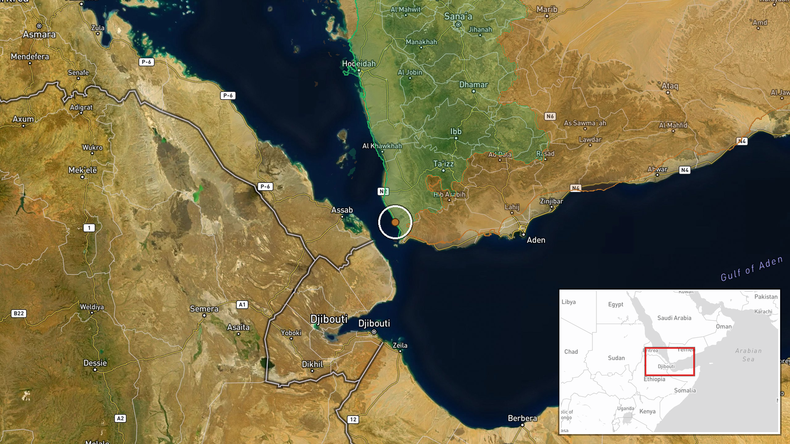 Dhobab, Taizz, Yemen — Combat location map