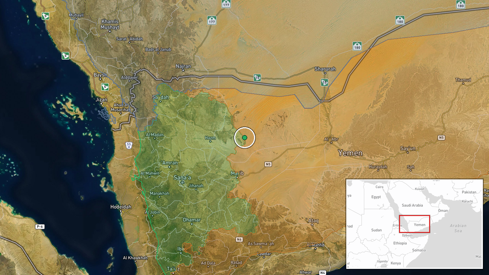 Al-Jawf Governorate, Yemen — Combat location map