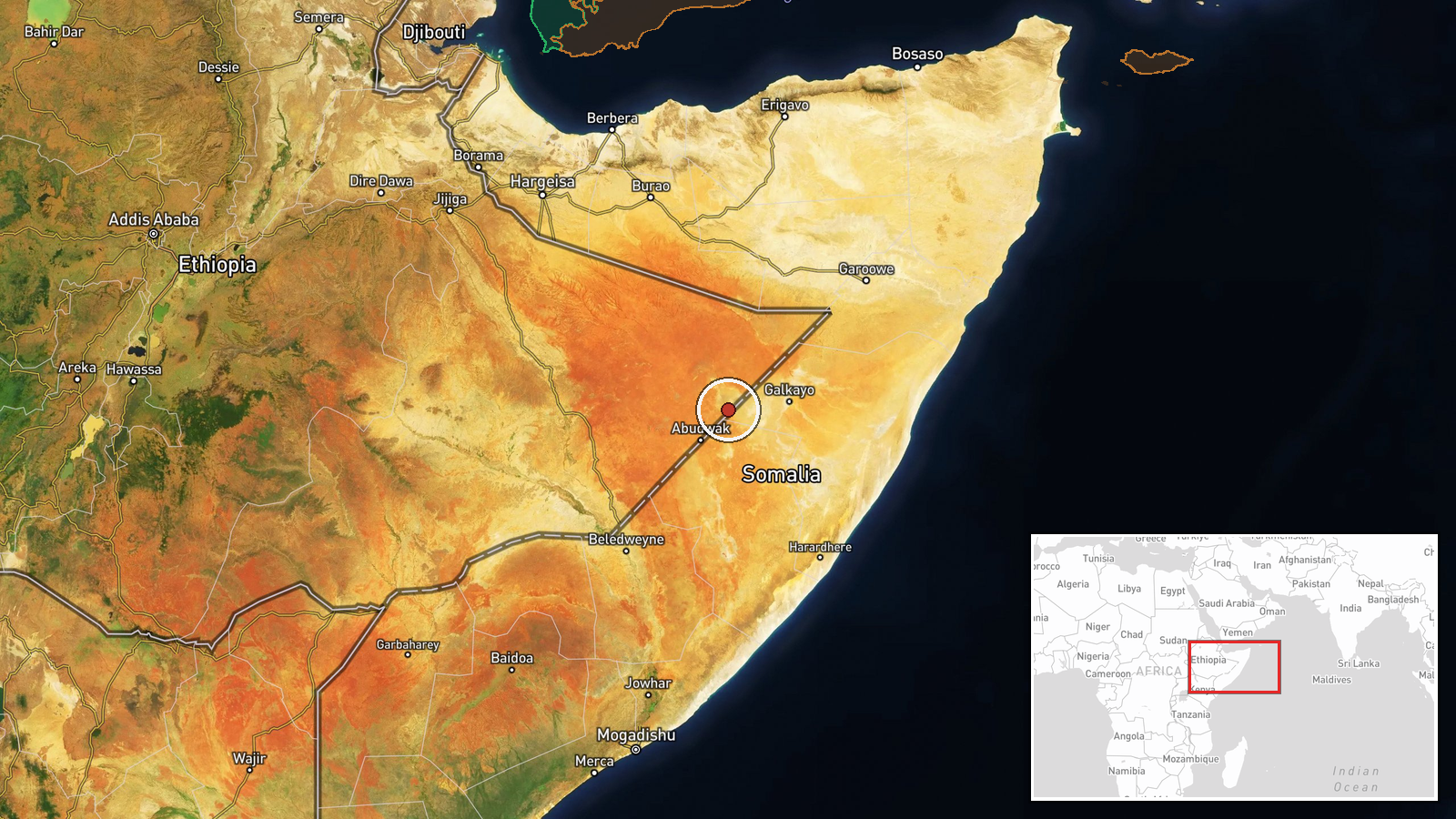 Somalia (location not reported) — Deployment location map