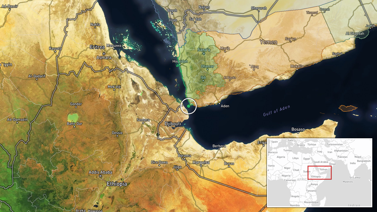 Bab el-Mandeb Strait, Red Sea — Security location map