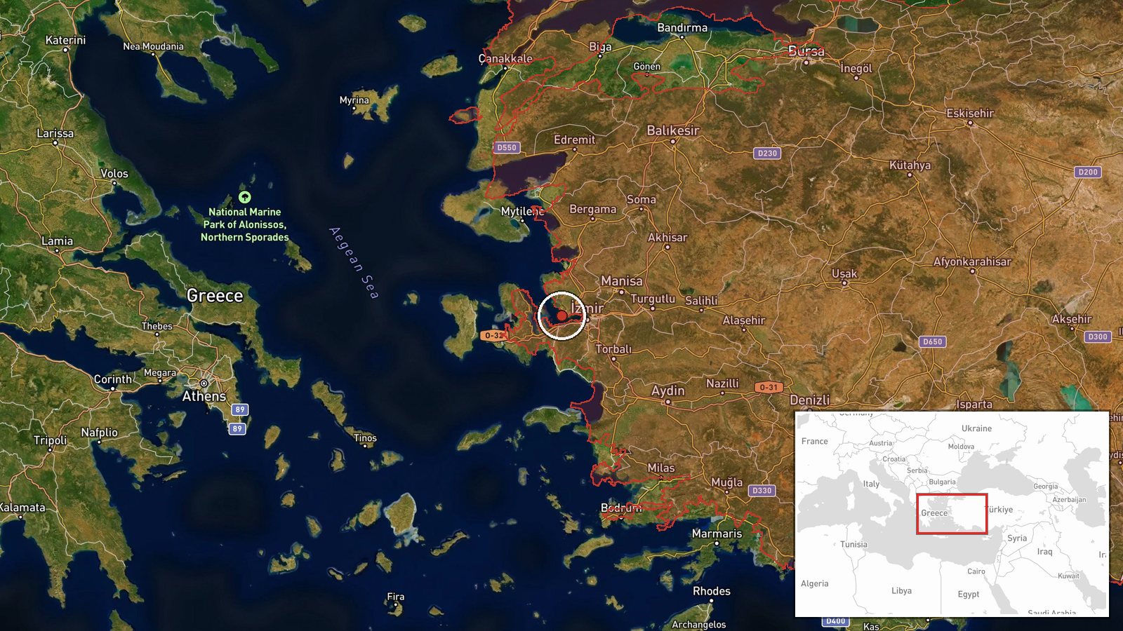 Izmir Gulf and Black Sea approaches, Turkey — Military Exercise location map