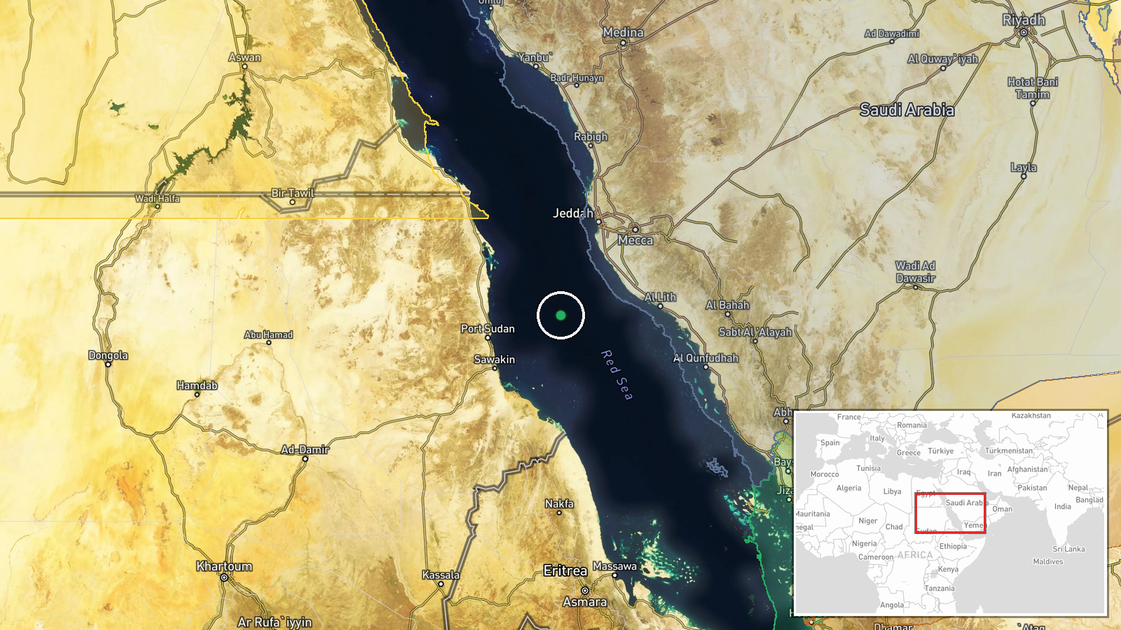 Red Sea, international waters — Report location map