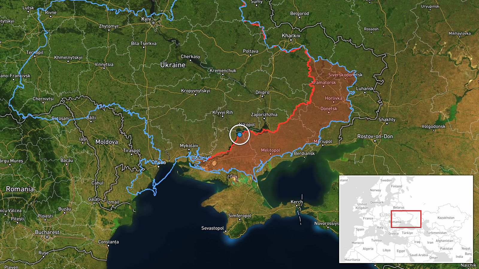 Near Pokrovske, Dnipropetrovsk, Ukraine (front line, estimated) — UAS Strike location map