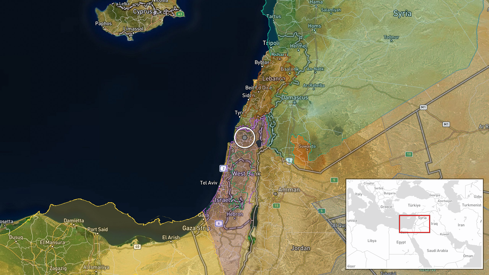 Pe'er observation point, Ramim Ridge, Upper Galilee, Israel — Report location map