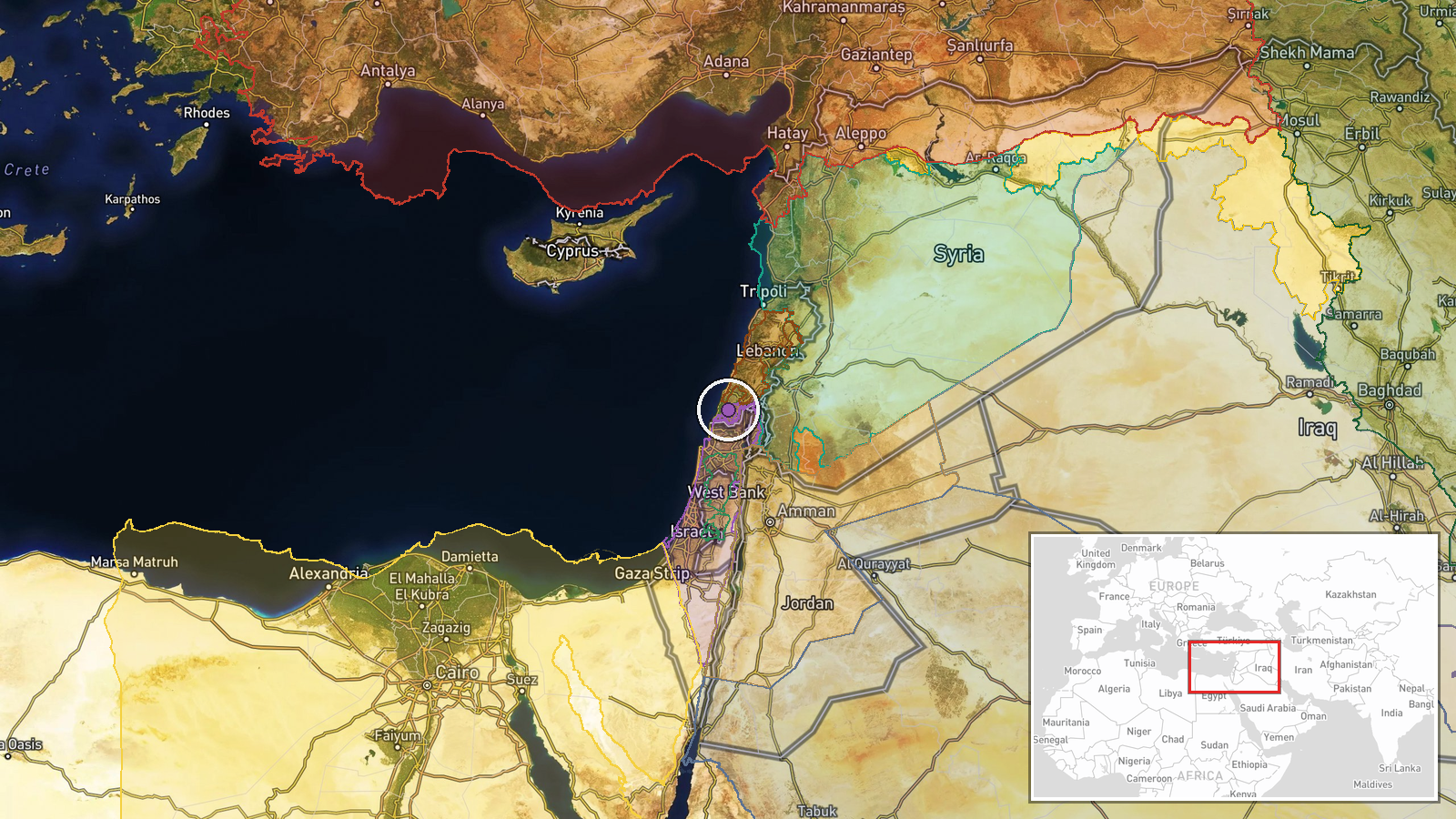 Southern Lebanon — Security location map