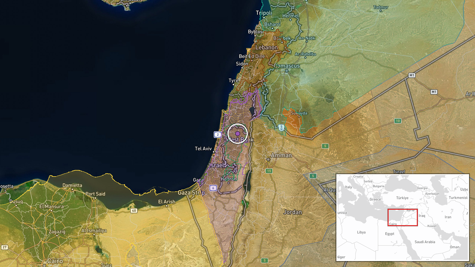 Qabatiya, Jenin, West Bank — Security location map