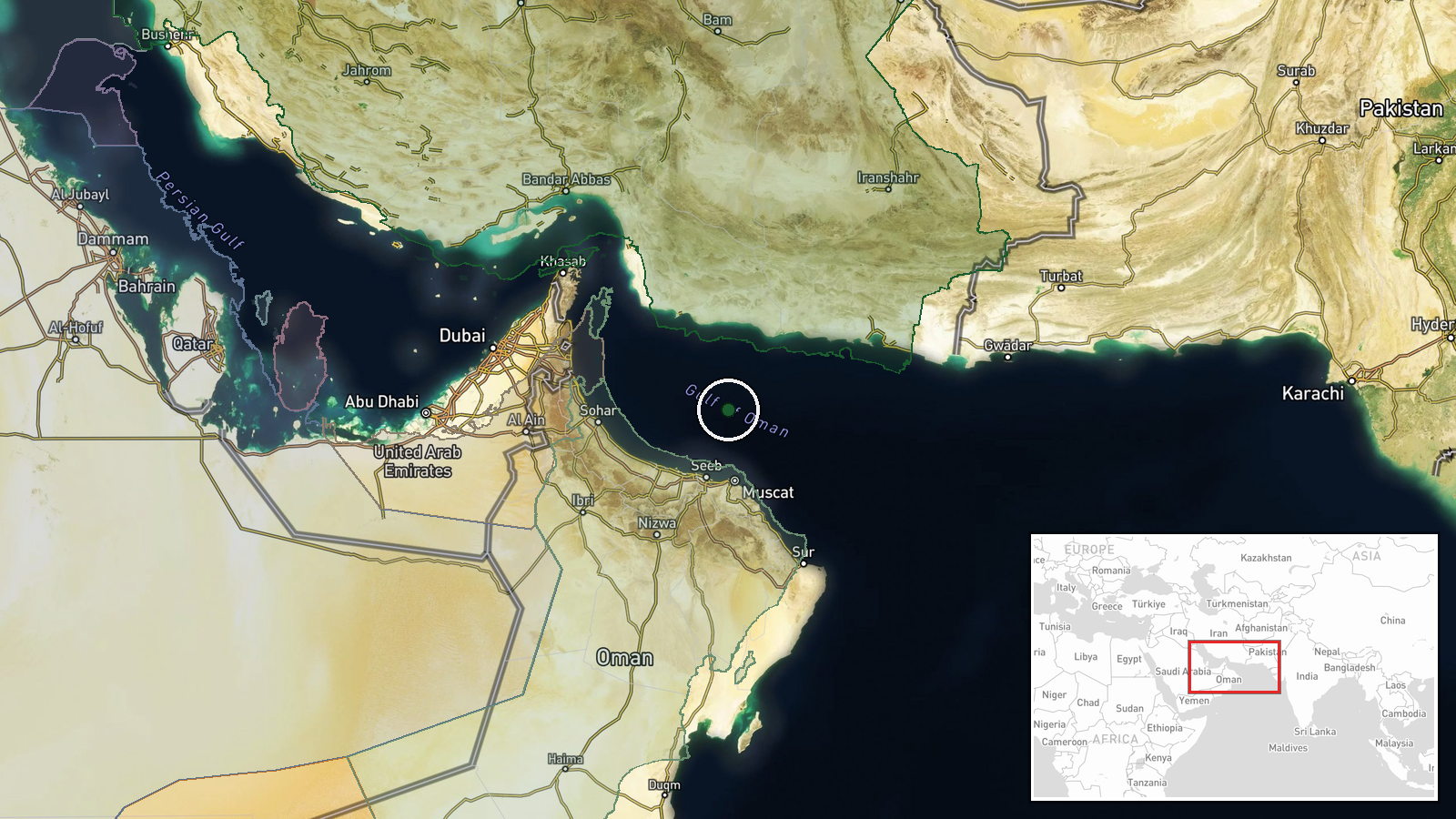 Gulf of Oman, Arabian Sea — Naval location map